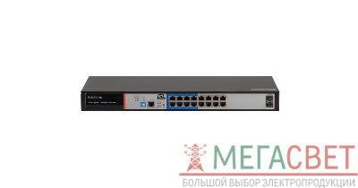 Коммутатор WEB Smart управляемый 16 PoE 802.3af/at портов 10/100/1000Мбит/с 8 до 250м cat.6 2хSFP 1000Мбит/с 250Вт APO&R GIGALINK GL-SW-G205-16P