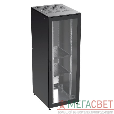 Шкаф напольный собранный 19дюйм IT-CQE 42U 800х1200 двери стекло/сплошн. RAL 9005 DKC R5DC4282GSB