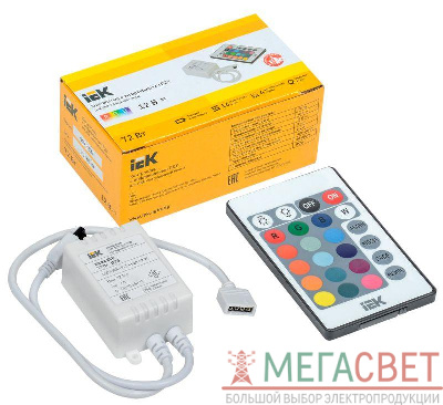 Контроллер с ПДУ ИК RGB 3 канала 12В 2А 72Вт IEK LSC1-RGB-072-IR-20-12-W