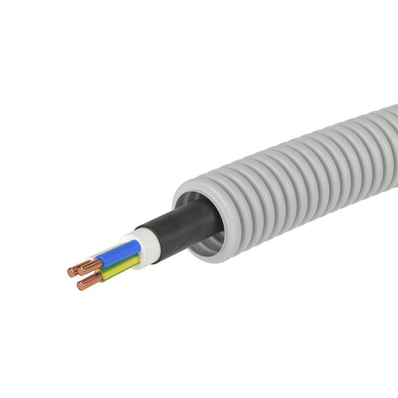 Труба гофрированная ПВХ гибкая d16мм с кабелем ВВГнг(А)-LS 3х1.5 РЭК ГОСТ+ сер. (уп.50м) DKC 9L91650 2