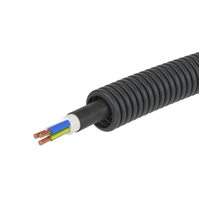 Труба гофрированная ПНД гибкая d20мм с кабелем ВВГнг(А)-LS 3х2.5 РЭК ГОСТ+ черн. (уп.100м) DKC 7S720100 2