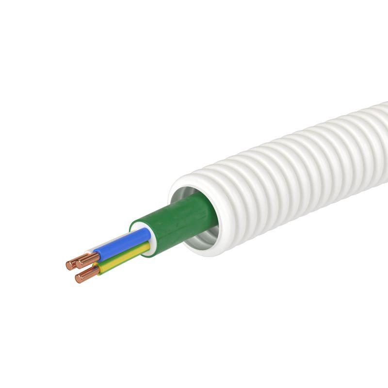 Труба гофрированная ПЛЛ гибкая d20мм безгалоген. (HF) с кабелем ППГнг(А)-HF 3х1.5 РЭК ГОСТ+ бел. (уп.50м) DKC 8L82050HF 2