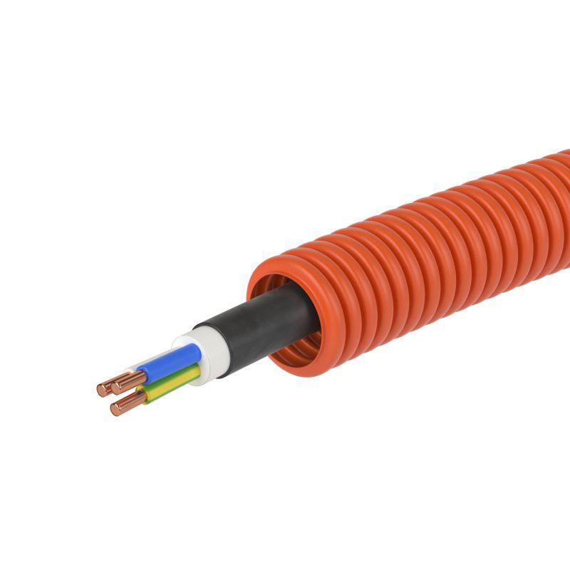 Труба гофрированная ПНД гибкая d16мм с кабелем ВВГнг(А)-LS 2.5х3 РЭК ГОСТ+ оранж. (уп.50м) DKC 7S91650 2