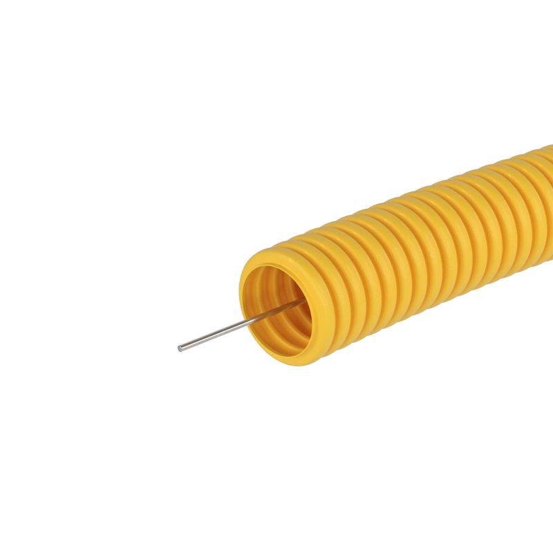 Труба гофрированная ПВХ гибкая легкая d20мм с протяжкой желт. (уп.100м) DKC 91920Y 2
