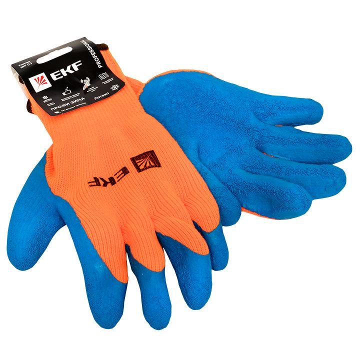 Перчатки рабочие ПРОФИ ЗИМА с рельефным латексным покрытием утепленные (10 класс 9 разм) Professional EKF pe10lt-9-pro 5