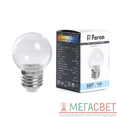 Лампа светодиодная Feron LB-371 Шар E27 3W 2700K прозрачный 38121