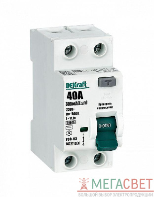 Выключатель дифференциального тока 2P 40А 300мА тип AC 6кА УЗО-03 SchE 14227DEK