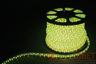 Дюралайт (световая нить) со светодиодами, 2W 100м 230V 36LED/м 13мм, лимонный, LED-R2W 26206
