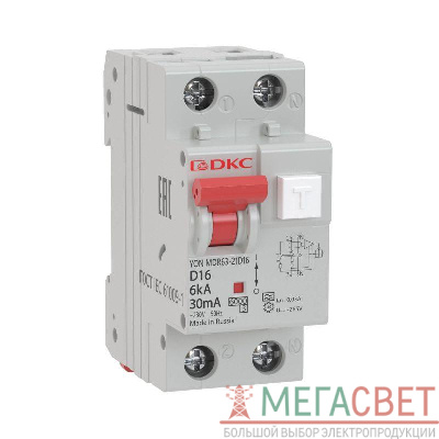 Выключатель автоматический дифференциального тока 2п C 16А 300мА 6кА тип A MDR63 YON MDR63-24C16-A