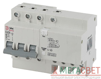 Выключатель автоматический дифференциального тока 3P+N 32А 30мА тип AC SIMPLE-mod-38 х-ка ЭРА Б0039296