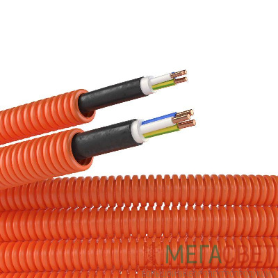 Труба гофрированная ПНД гибкая d16мм с кабелем ВВГнг(А)-LS 2.5х3 РЭК ГОСТ+ оранж. (уп.50м) DKC 7S91650 0