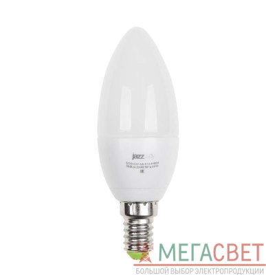 Лампа светодиодная PLED-ECO-C37 5Вт свеча 4000К бел. E14 400лм 220-240В JazzWay 1036865A