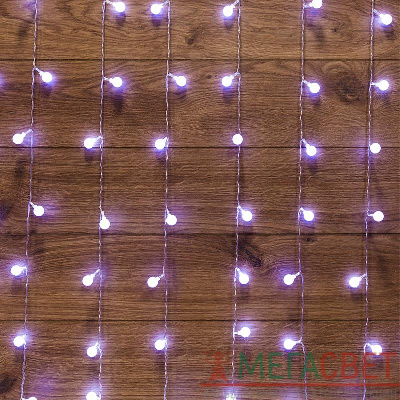 Гирлянда &quot;Светодиодный Дождь&quot; 1.5х1.5 м с насадками шарики свечение с динамикой LED бел. 230В провод прозр. Neon-Night 235-045