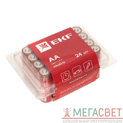 Элемент питания алкалиновый AA/LR6 пласт. бокс (уп.24шт) EKF LR6-BOX24