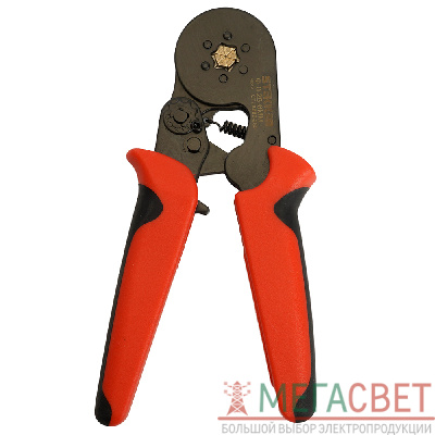 Кримпер STEKKER CTLS006-250 для обжима штыревых втулочных наконечников 0,25-6мм2, 6 сегментов,красный, черный 49612