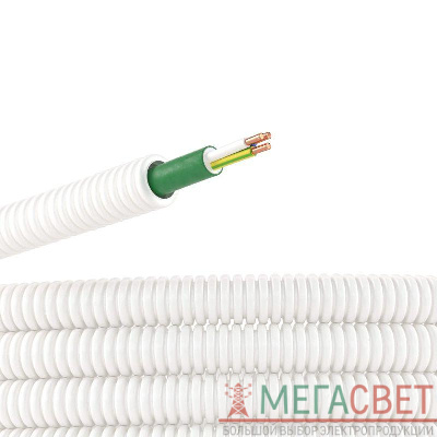 Труба гофрированная ПЛЛ гибкая d25мм безгалоген. (HF) с кабелем ППГнг(А)-FRHF 3х2.5 РЭК ГОСТ+ бел. (уп.50м) DKC 8S82550FRHF 0