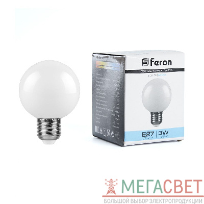 Лампа светодиодная Feron LB-371 Шар E27 3W 6400K матовый 25902