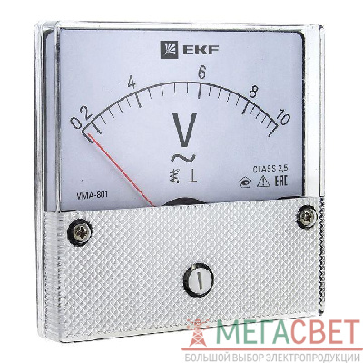 Вольтметр аналоговый VM-A801 на панель 80х80 (круглый вырез) 300В прямое подкл. EKF vma-801-300