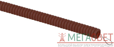Труба гофрированная легкая ПВХ d16мм с протяжкой дуб (уп.25м) Эра Б0043214 0