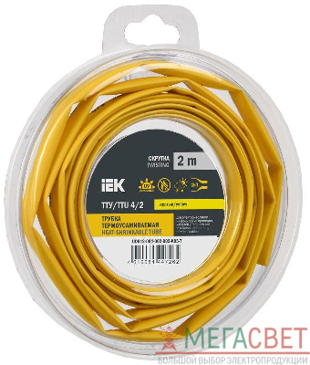 Трубка термоусадочная ТТУ нг-LS 4/2 желт. (уп.2м) IEK UDR12-004-002-002-K05-T