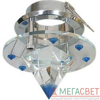 Светильник потолочный, JCDR G5.3 стекло с синими кристаллами, хром, с лампой, DL4163 17299