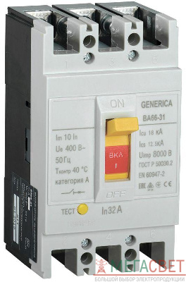 Выключатель автоматический 3п 32А 18кА ВА66-31 GENERICA IEK SAV10-3-0032-G