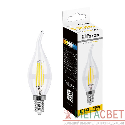 Лампа светодиодная Feron LB-59 Свеча на ветру E14 5W 2700K 25575
