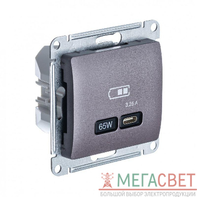 Розетка USB GLOSSA тип C 65Вт QC PD механизм мирн. туман SchE GSL001427