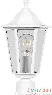 Светильник садово-парковый Feron 6203 шестигранный на столб 100W E27 230V, белый 11067