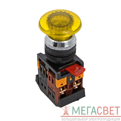 Кнопка AELA-22 "Грибок" NO+NC 24В с подсветкой желт. EKF pbn-aela-1o-24