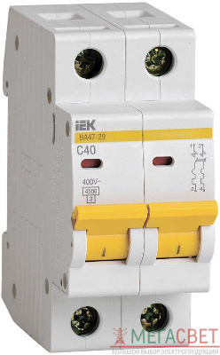 Выключатель автоматический модульный 2п C 40А 4.5кА ВА47-29 ИЭК MVA20-2-040-C