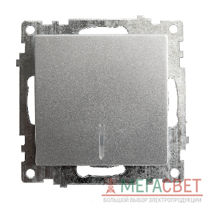 Выключатель 1-клавишный c индикатором (механизм) STEKKER GLS10-7101-03, 250В, 10А, серия Катрин, серебро 39577