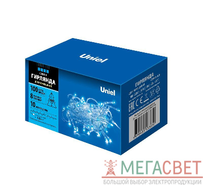 Гирлянда LED ULD-S1000-100/DTA BLUE IP20 10м 100 диодов син. свет провод прозр. Uniel UL-00007197