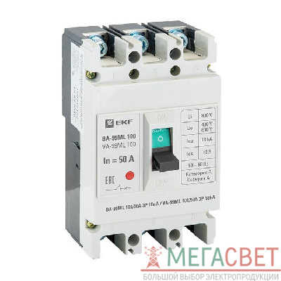 Выключатель автоматический 3п 100/50А 18кА ВА-99МL Basic EKF mccb99-100-50mi