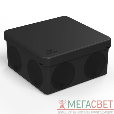 Коробка распределительная ОП 100х100х50 двухкомпонентная безгалоген. (HF) для прямого монтажа черн. Промрукав 60-0300-9005