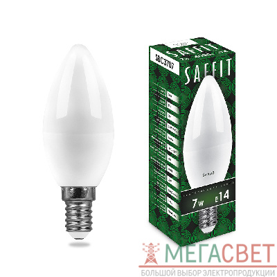 Лампа светодиодная SAFFIT SBC3707 Свеча E14 7W 4000K 55031