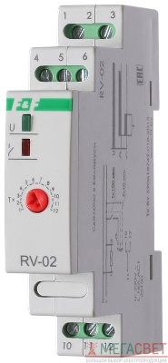 Реле времени RV-02 (задержка выкл. (1..120сек) 230В 16А 1перекл. IP20 монтаж на DIN-рейке) F&F EA02.001.008