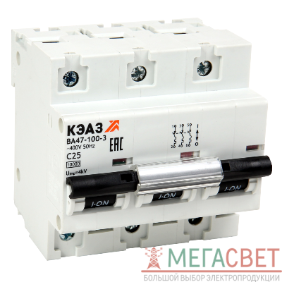 Выключатель автоматический модульный ВА47-100-3C80-УХЛ3 (10кА) КЭАЗ 318145