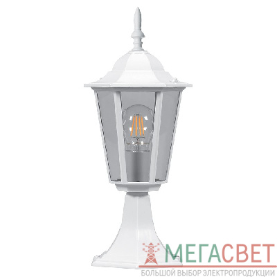 Светильник садово-парковый Feron 6104/PL6104 шестигранный на постамент 60W E27 230V, белый 11057