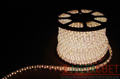 Дюралайт (световая нить) со светодиодами, 2W 100м 230V 36LED/м 13мм, белый 3000K, LED-R2W 26119