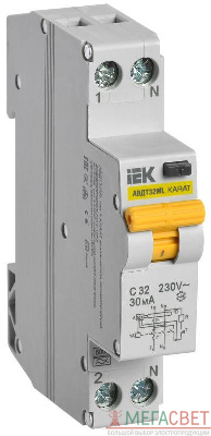 Выключатель автоматический дифференциального тока C 32А 30мА тип A АВДТ32ML KARAT IEK MVD12-1-032-C-030-A