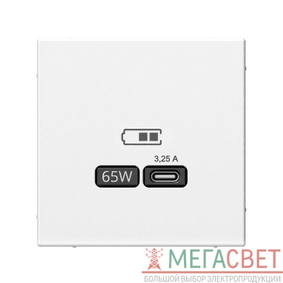 Розетка USB ArtGallery тип C 65Вт QC PD высокоскор. ЗУ механизм бел. SE GAL000127