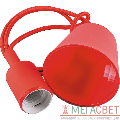 Патрон для ламп со шнуром 1м, 230V E27, красный, LH127 22359