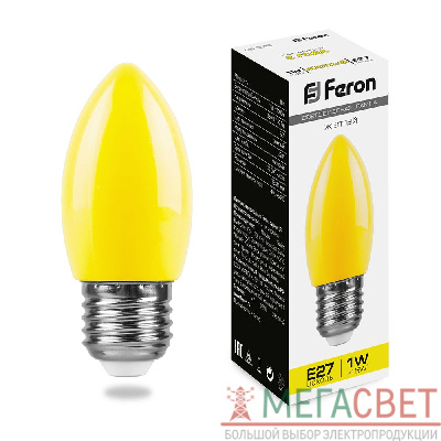 Лампа светодиодная Feron LB-376 свеча E27 1W желтый 25927