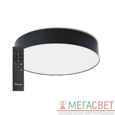 Светодиодный управляемый светильник Feron AL6200 “Simple matte” тарелка 80W 3000К-6500K черный 48067