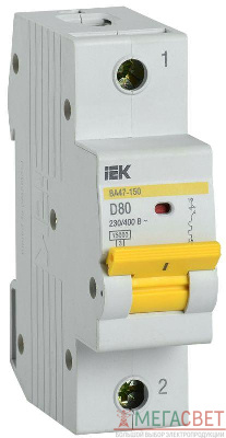 Выключатель автоматический модульный 1п D 80А 15кА ВА47-150 IEK MVA50-1-080-D