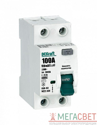 Выключатель дифференциального тока 2P 100А 100мА тип AC 6кА УЗО-03 SchE 14221DEK