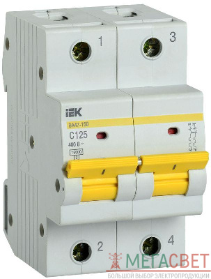 Выключатель автоматический модульный 2п C 125А 15кА ВА47-150 IEK MVA50-2-125-C