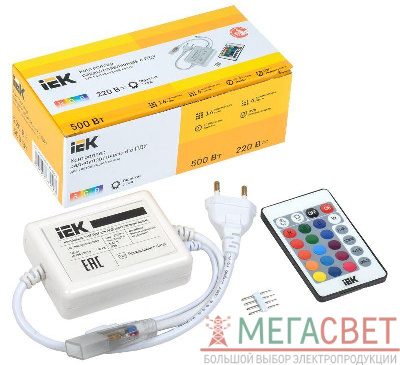 Контроллер с ПДУ ИК RGB 3 канала 220В 3А 500Вт IEK LSC1-RGB-500-IR-20-220-B