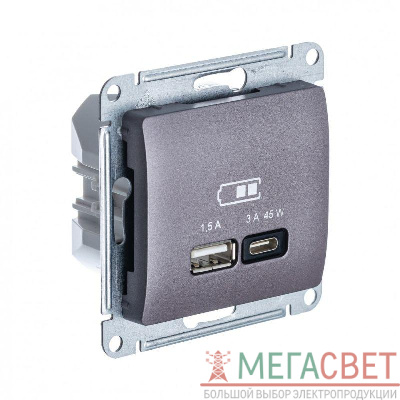 Розетка USB GLOSSA тип A+C 45Вт QC PD механизм сирен. туман SchE GSL001429